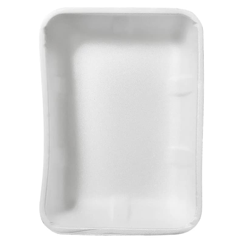 20K Meat Tray 8.75X12X2.4 IN Polystyrene Foam White Rectangle Family Pack 100/Case