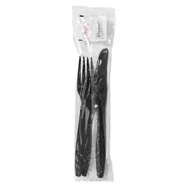 Victoria Bay 6PC Cutlery Kit PS Black Heavy Duty With 13X17 Napkin,Fork,Knife,Salt & Pepper,Teaspoon 250/Case