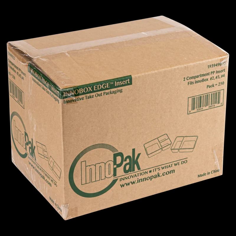 INNOBOX EDGE™ Take-Out Container Insert 43 OZ 7.4375X5.125X1.8 IN 2 Compartment PP Clear 250/Case