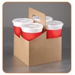 Cup Carrier 6.93X6.93X9.25 IN 4 Compartment Kraft For 12-20 OZ With Handle Reusable 200/Case