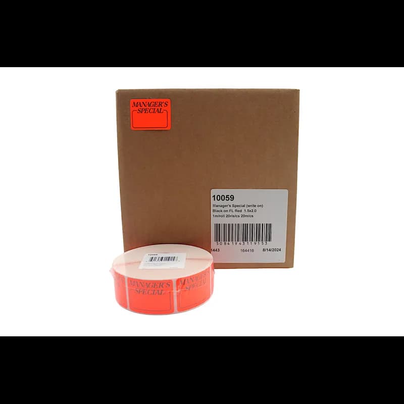 Manager's Special Promo Write In Label 1.5X2 IN Black Fluorescent Red Write On 1000 Count/Roll 20 Rolls/Case