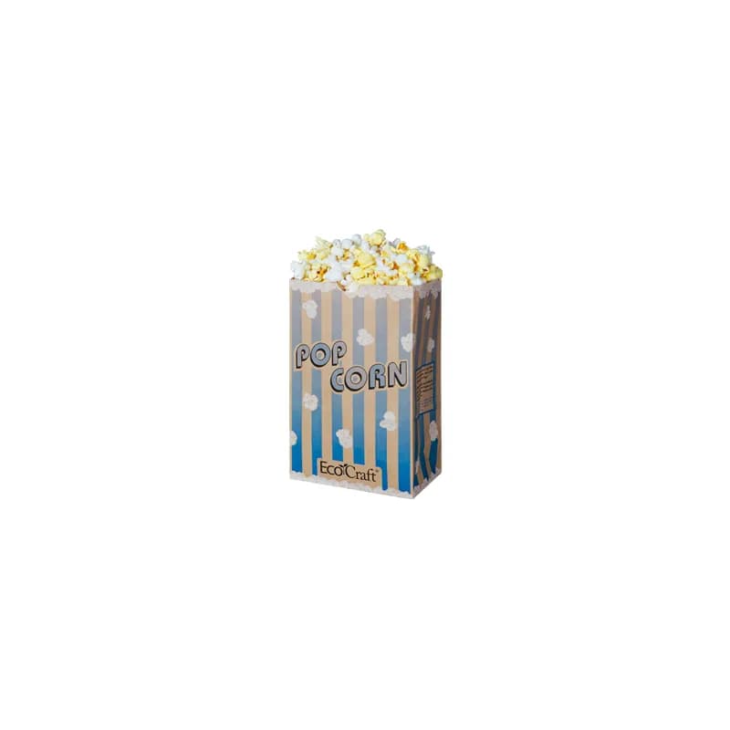 Bagcraft® EcoCraft® Popcorn Bag 8.625X5.5X3.25 IN 85 OZ Paper Poly Blend Blue Stripe 500/Case