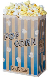 Bagcraft® EcoCraft® Popcorn Bag 8.625X5.5X3.25 IN 85 OZ Paper Poly Blend Blue Stripe 500/Case