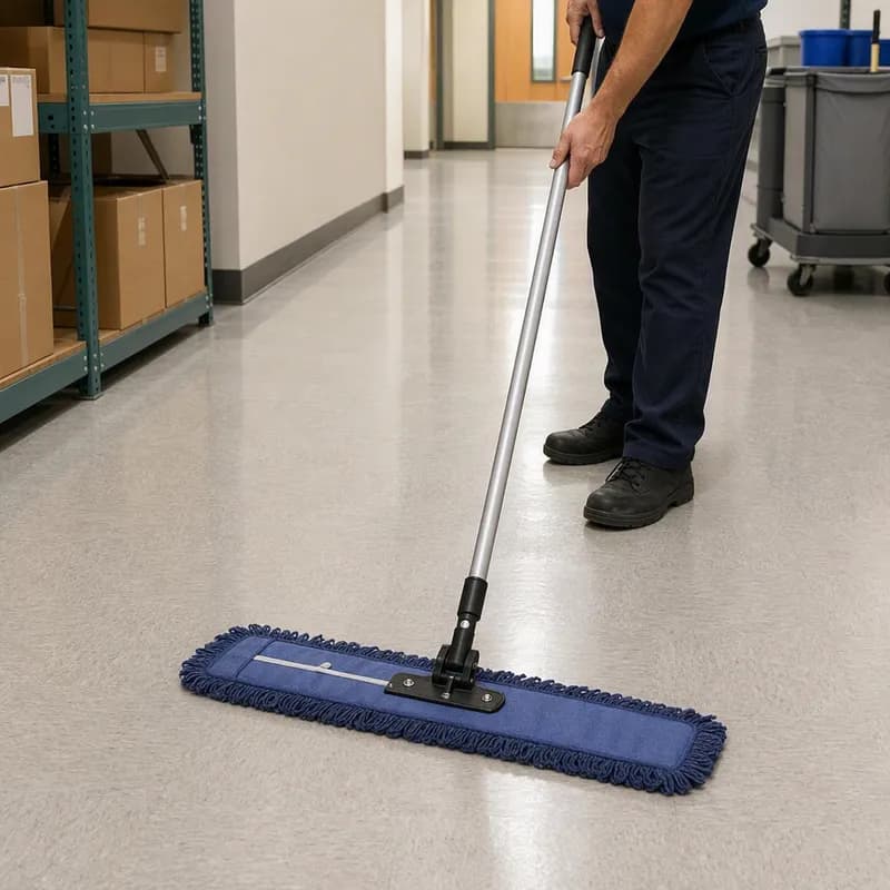 Dust Mop 18X5 IN Blue Cotton Synthetic Fiber Loop End Launderable 1/Each