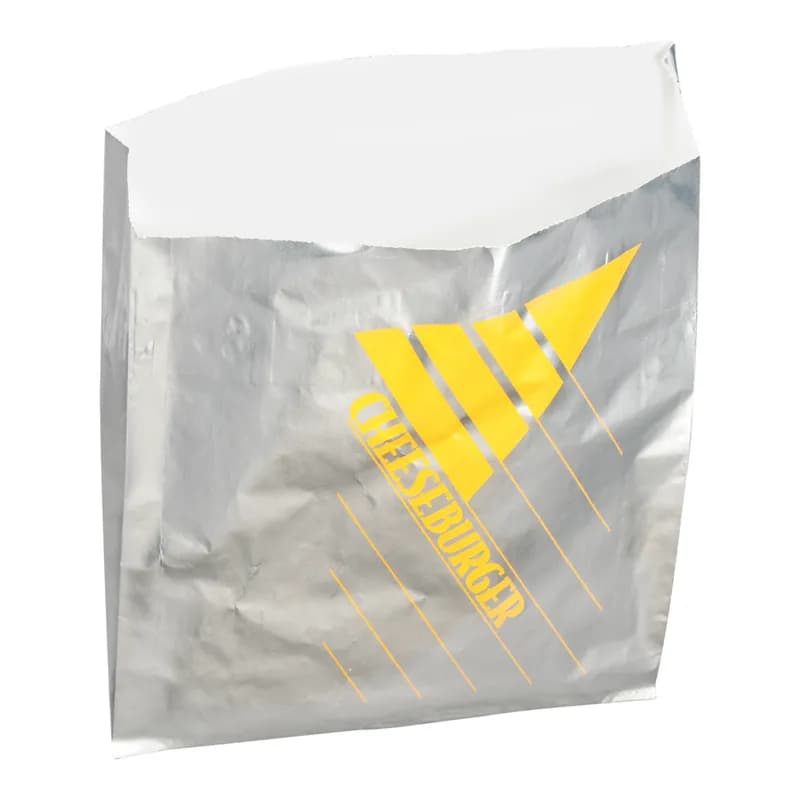 Cheeseburger Bag 6X0.75X6.75 IN Foil-Lined Paper Silver White Gusset 1000/Case