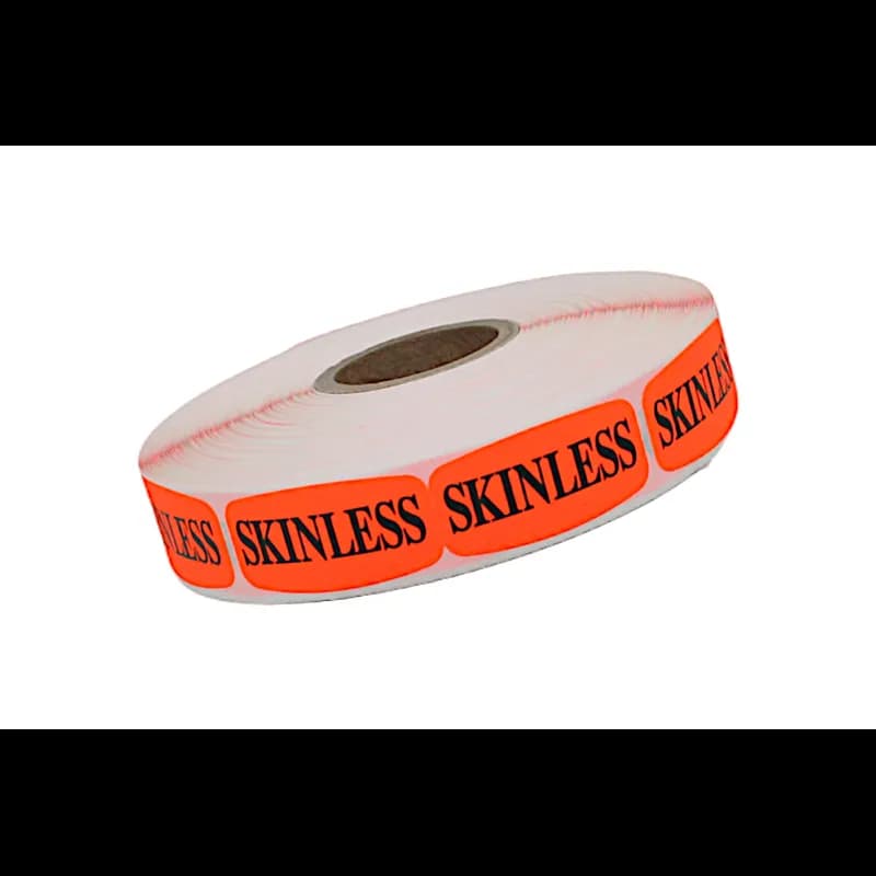 Skinless Label Black Fluorescent Red Short Oval Dayglo 1000 Count/Roll 50 Rolls/Case 50000 Count/Case