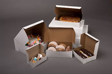 Easy Lock Cake Box 5.5X4X3 IN SUS Paperboard CRB White Rectangle Lock Corner 1-Piece 250/Bundle