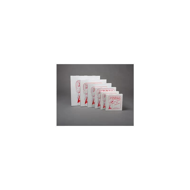 Pizza Box 16X16X2 IN Clay-Coated Paperboard White Red Stock Print 100/Case