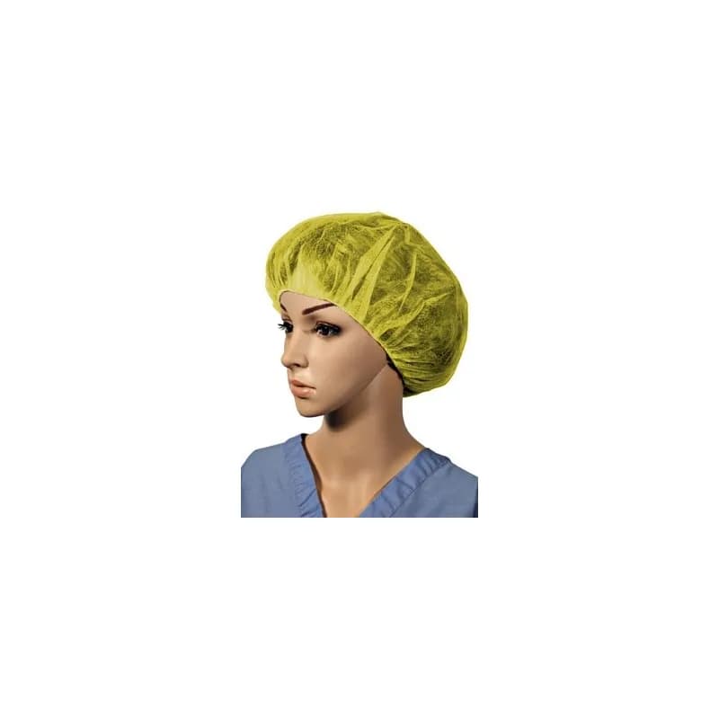 Bouffant Cap 24 IN Yellow PP 100 Count/Bag 10 Bags/Case