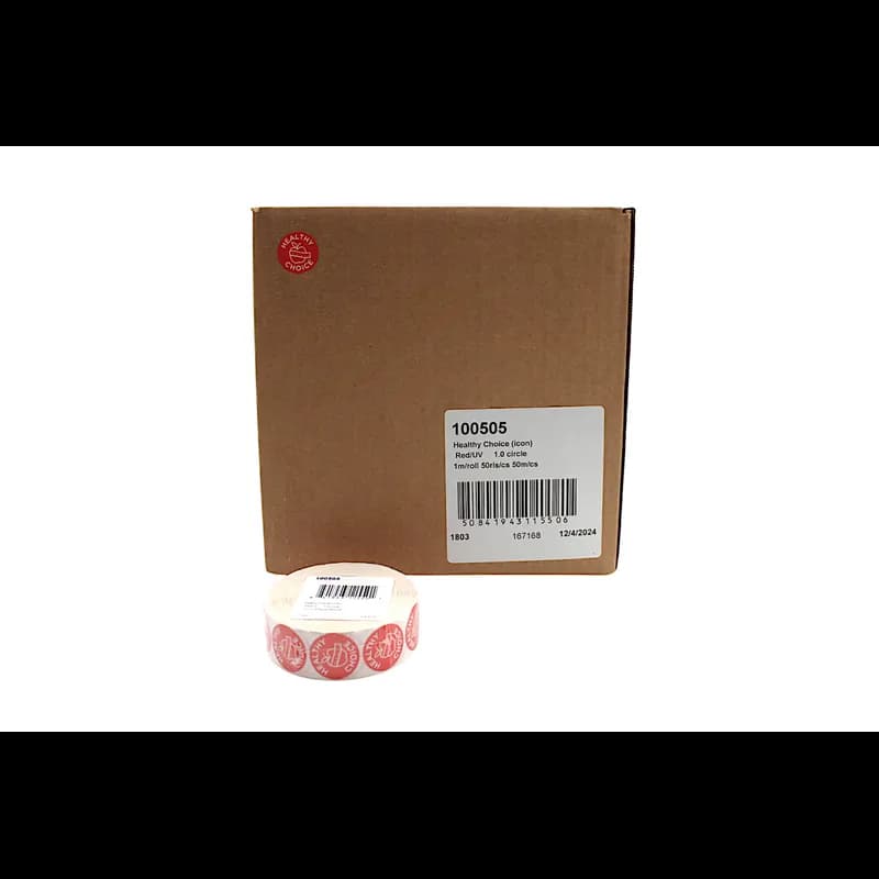 Healthy Choice Deli Label 1 IN Red Icon Circle UV 1000 Count/Roll 50 Rolls/Case 50000 Count/Case