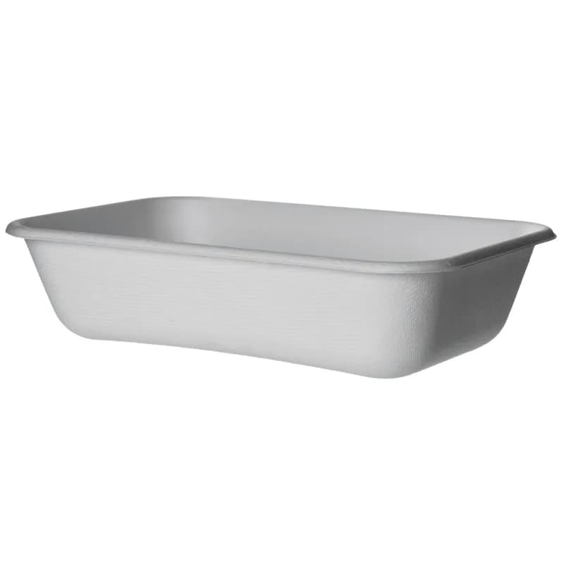 WorldView Take-Out Container Base 8X6X2 IN Sugarcane White Rectangle 400/Case