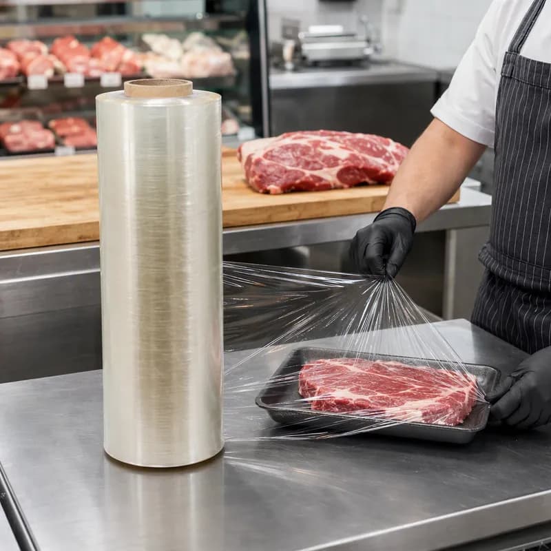 Meat Cling Film Roll 19IN X5000FT Plastic 62 Gauge Clear 1/Roll