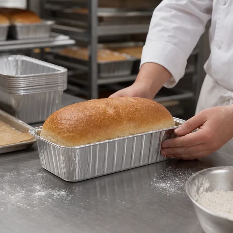 Bread & Loaf Pan 2 LB 8.6875X4.5625X2.375 IN Aluminum Silver Rectangle Full Curl 500/Case