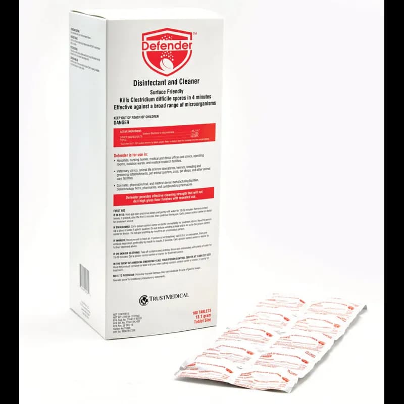 Defender® Mild Scent Disinfectant Cleaner Multi Surface Tablet Sporicidal 100/Box