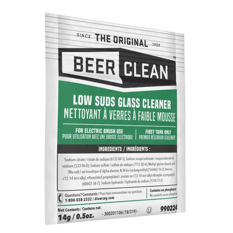 Beer Clean® Odorless Glassware Detergent 0.5 OZ Powder Kosher 100/Case