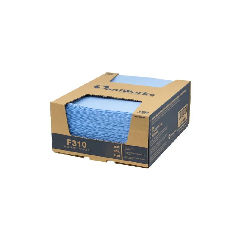 SaniWorks® Cleaning Towel 13X21 IN Poly Blend Rayon Blue Deluxe Thick Soft 150/Case