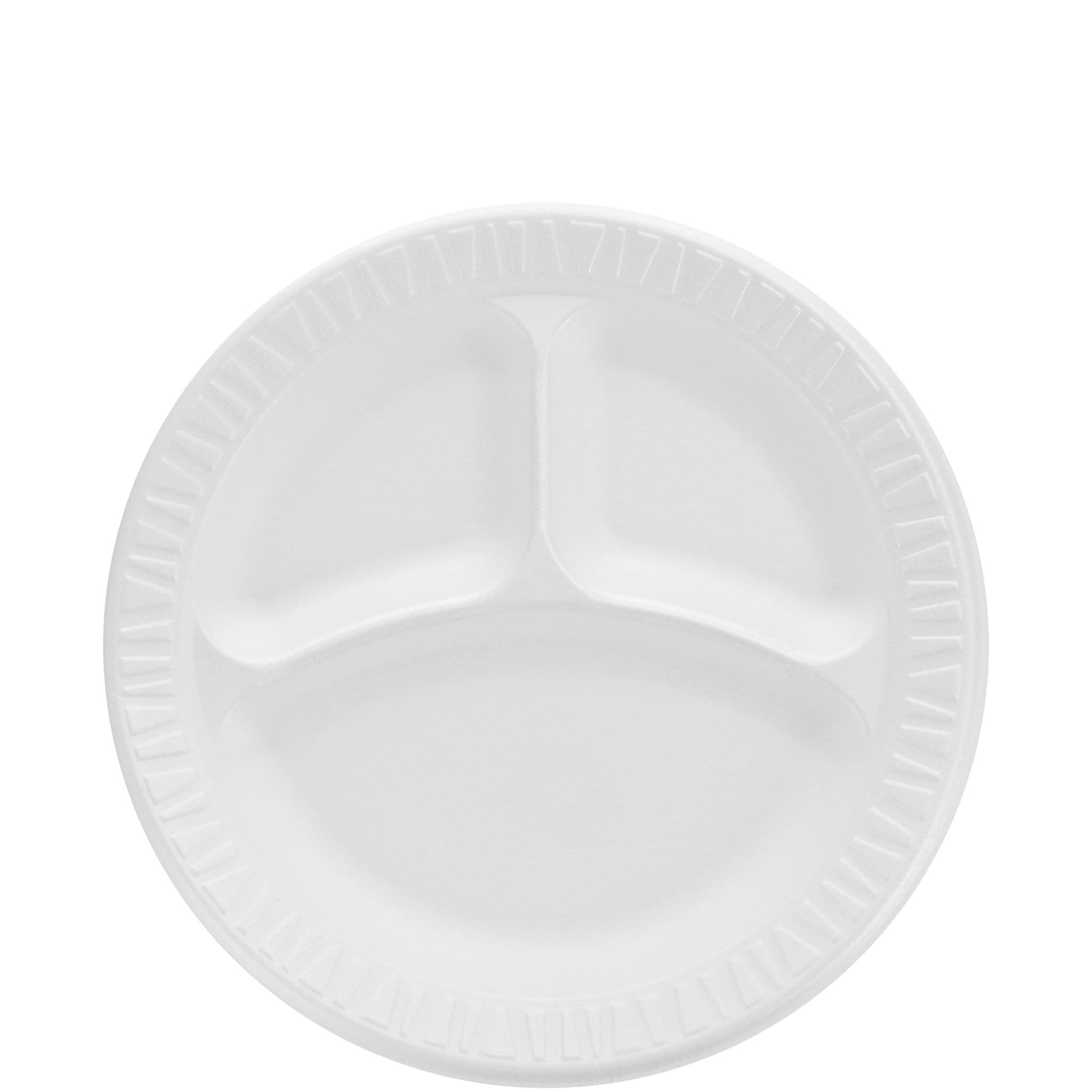 Dart® Concorde® Plate 9X0.92 IN 3 Compartment XPS White Round 125 Count/Pack 4 Packs/Case 500 Count/Case