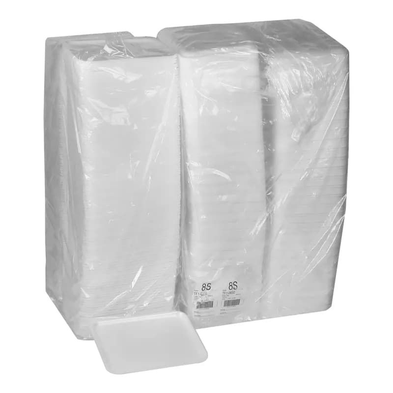 8S Meat Tray 10X8X0.65 IN Polystyrene Foam White Rectangle 500/Case