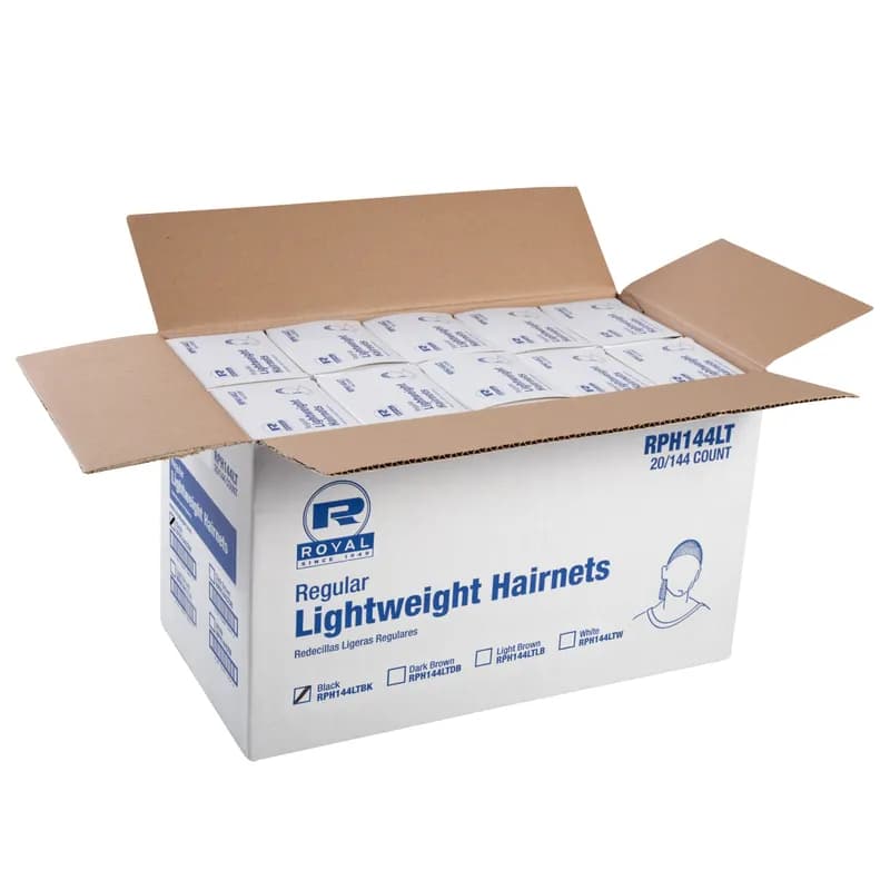 Hairnet Black Lightweight Nylon Latex Free 144 Count/Pack 20 Packs/Case 2880 Count/Case