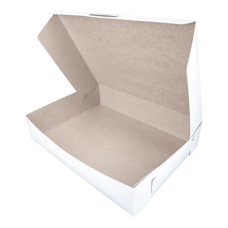 Bakery Box 19X14X4 IN Clay-Coated Kraft Board White Kraft Rectangle Lock Corner 50/Bundle