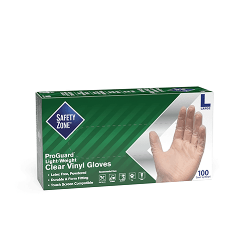 Gloves Large (LG) Clear 3MIL Vinyl Powdered 100 Count/Box 10 Box/Case 1000 Count/Case