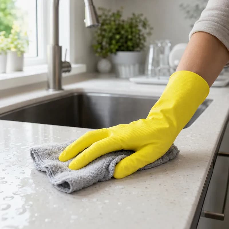 ProWorks® Gloves Medium (MED) Yellow Rubber Latex Reusable Flock Lined Powder-Free 120/Case