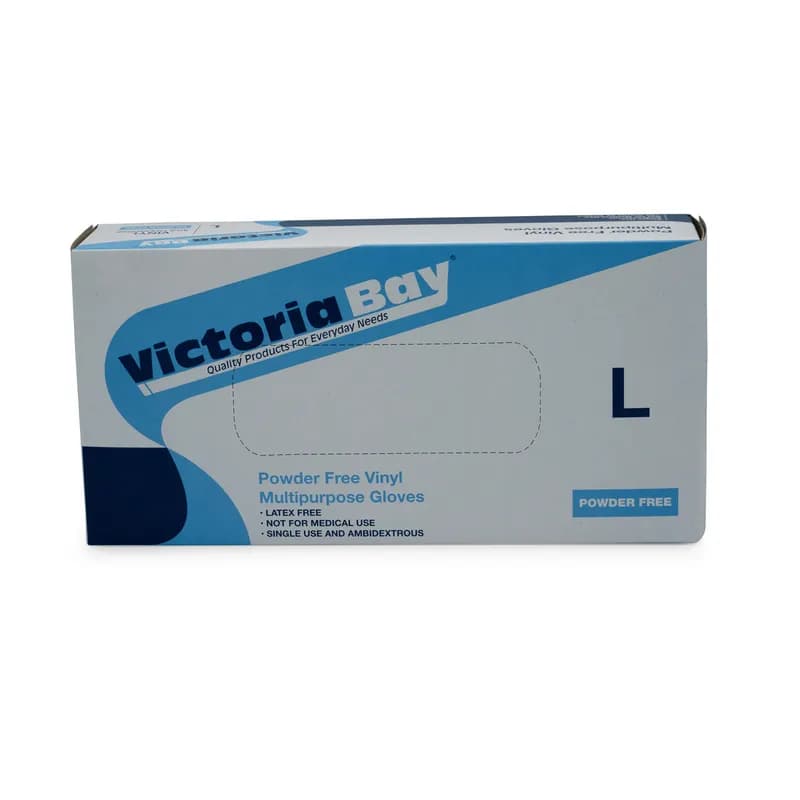 Victoria Bay General Purpose Gloves Large (LG) Clear Vinyl Powder-Free 100 Count/Pack 10 Packs/Case 1000 Count/Case
