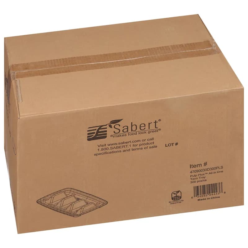 Taco Take-Out Tray 6.5X9X1.67 IN 3 Compartment Pulp Fiber Kraft Rectangle 300/Case