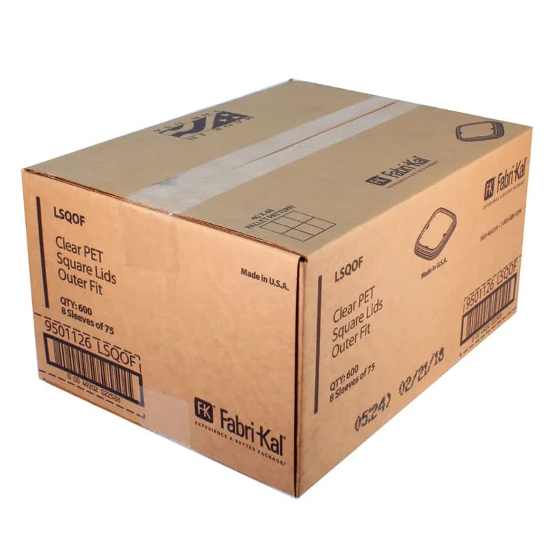 Lid Flat 4.7X4.7X0.5 IN RPET Clear Square For Container Outer Fit 600/Case