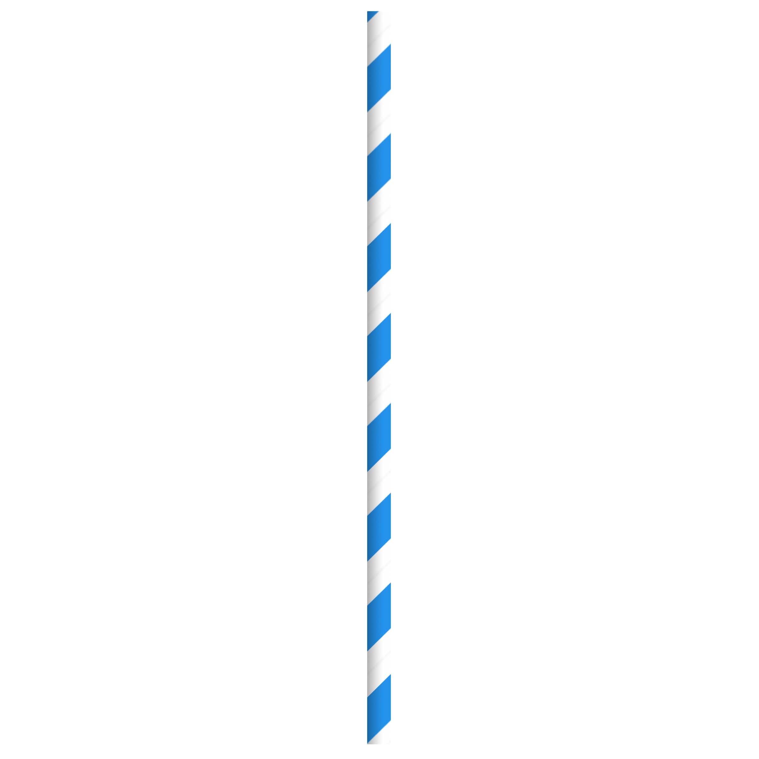 Straw 0.2X7.75 IN Paper Beeswax Blue White Unwrapped 500 Count/Pack 6 Packs/Case 3000 Count/Case