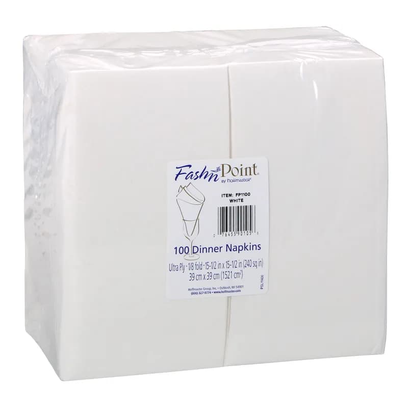 Multi-Purpose Napkins 15.5X15.5 IN White Ultra PLY 1/8 Fold 100 Count/Pack 8 Packs/Case 800 Count/Case