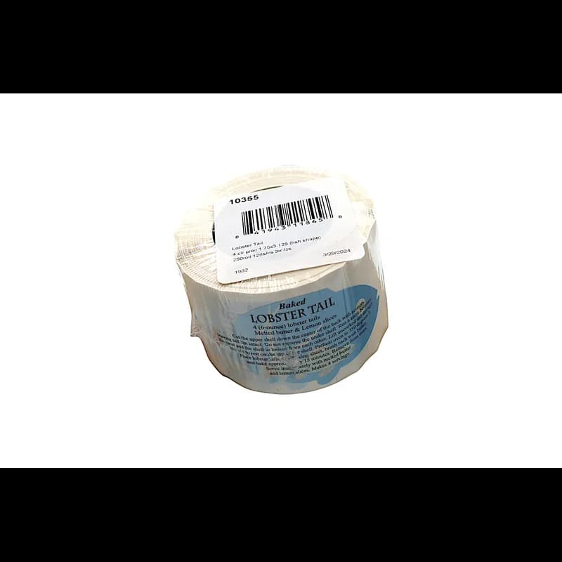 Lobster Tail Meat Fish Recipe Label 1.75X3.125 IN Fish 4 Color Process 250 Count/Roll 12 Rolls/Case 3000 Count/Case