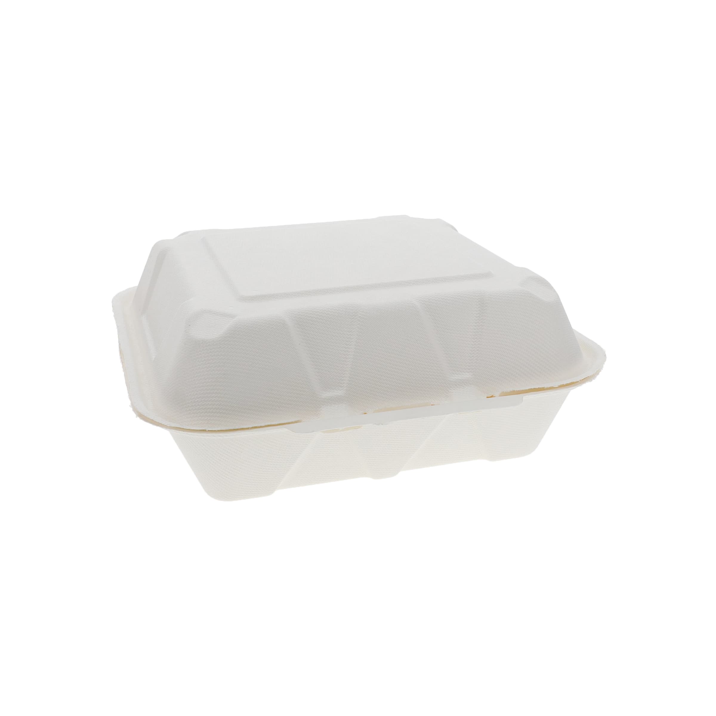 Take-Out Container Hinged With Dome Lid 9X9X3.5 IN Molded Fiber White Square 150/Case