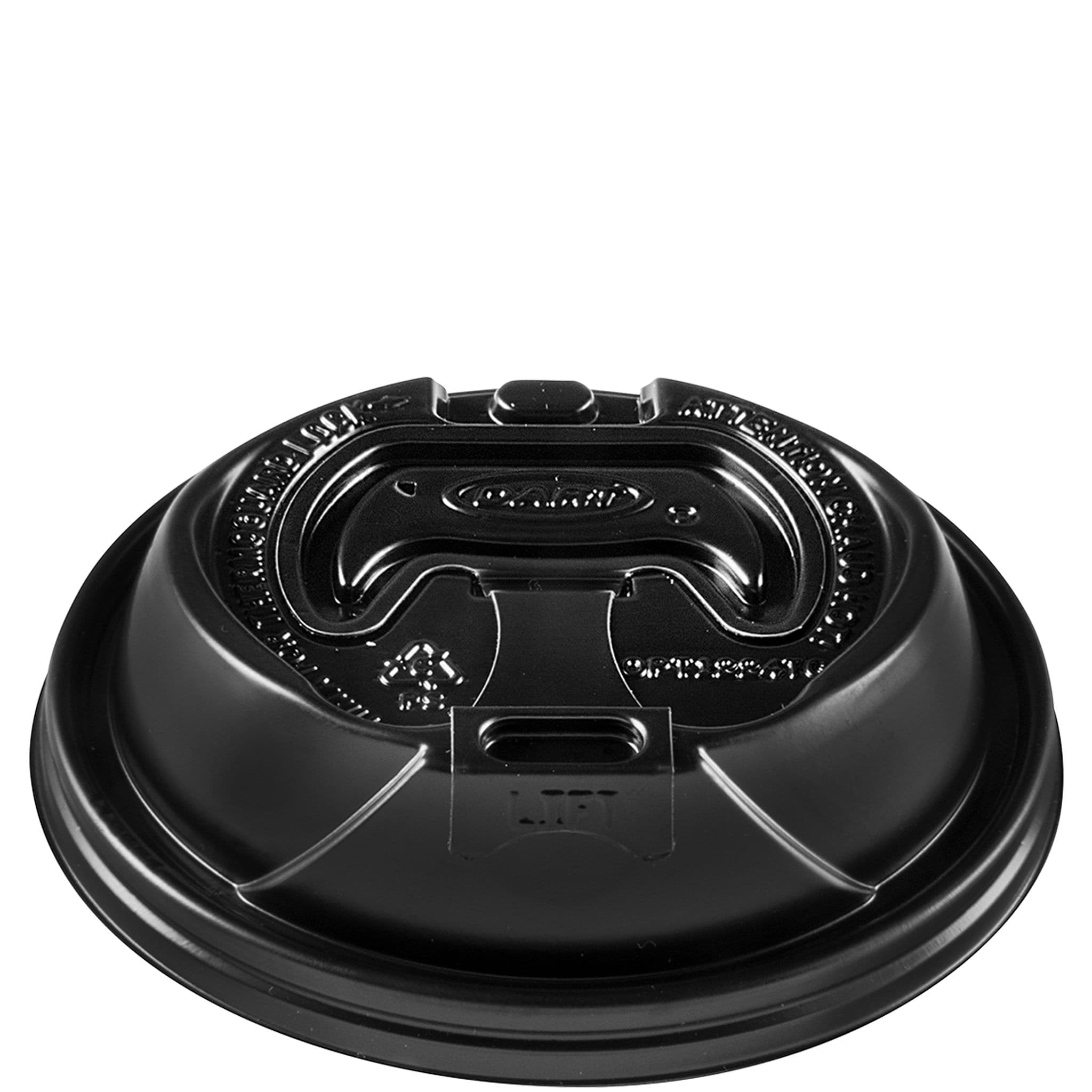 Dart® Optima® Lid Dome 3.78X0.99 IN HIPS Black For 12-24 OZ Hot Cup Reclosable Tab 100 Count/Pack 12 Packs/Case
