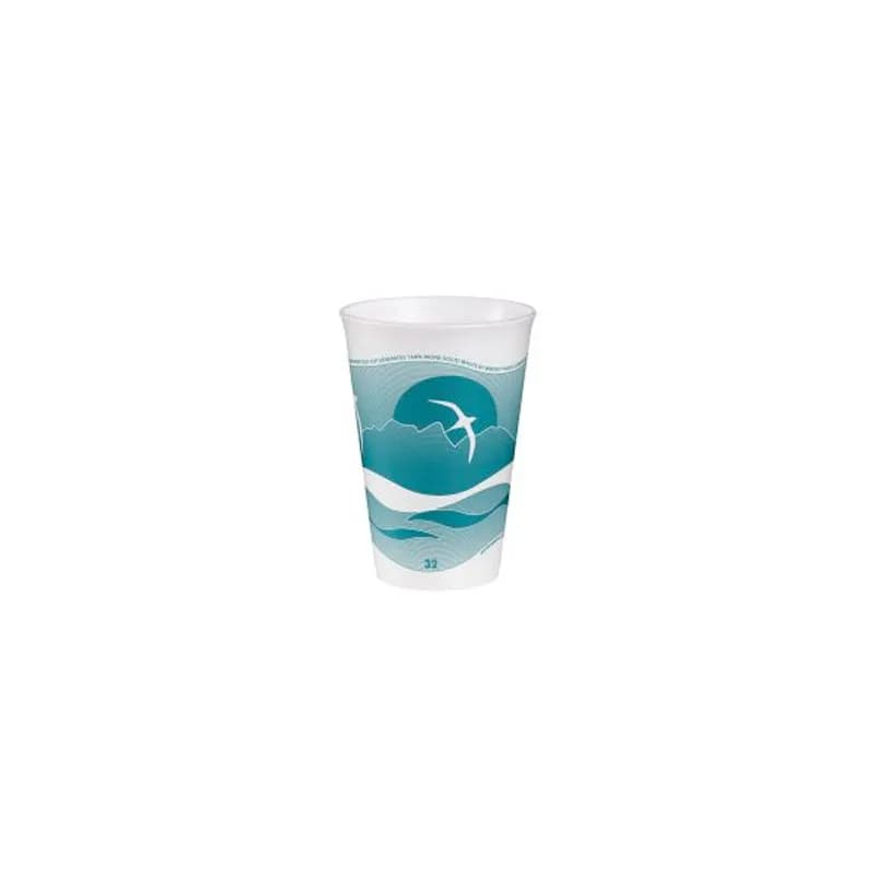 Dart® LX® Cup Insulated 32 OZ Polystyrene Foam Teal Horizon 500/Case