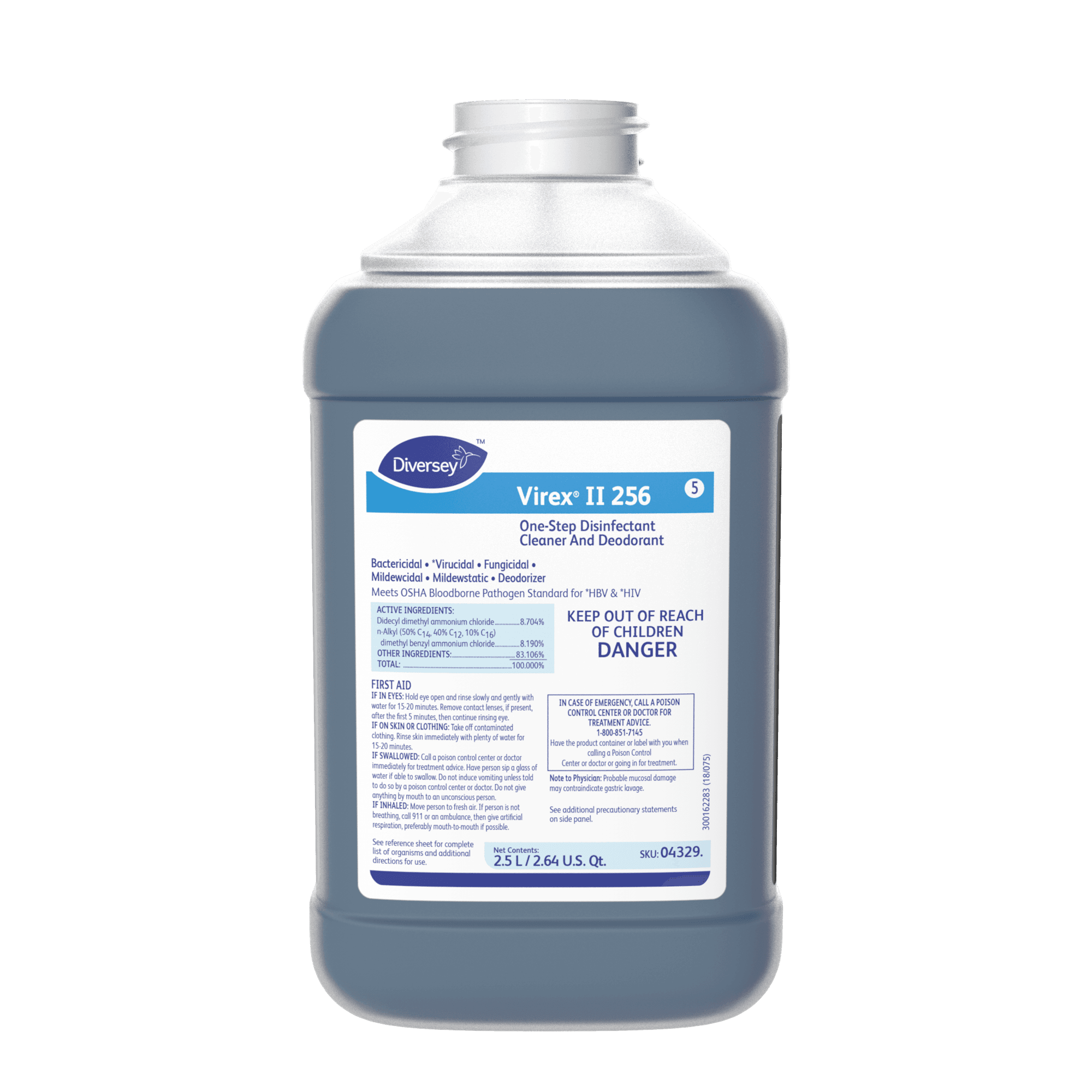 Virex® II 256 Mint One-Step Disinfectant Deodorizer Cleaner 2.5 L Multi Surface Liquid Concentrate Quat 2/Case