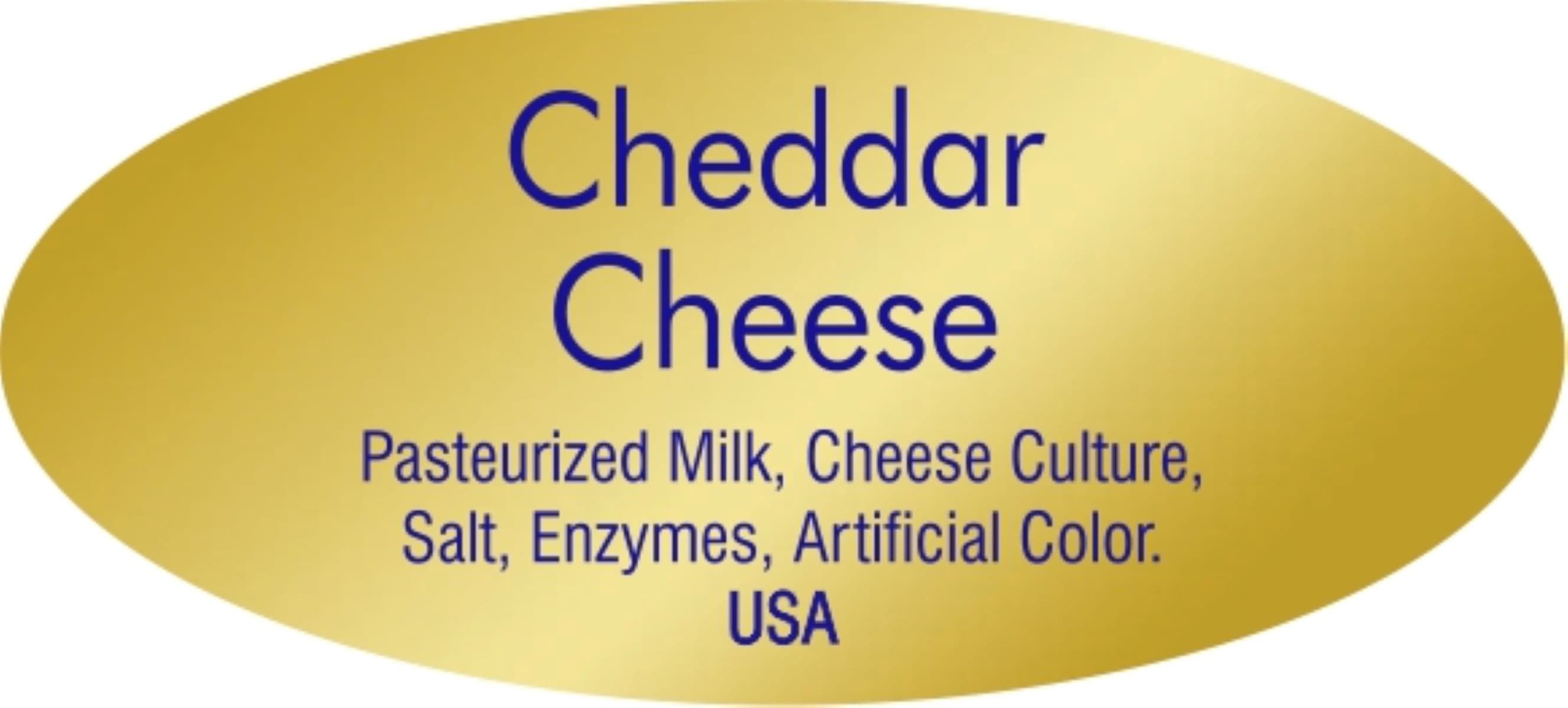 Cheddar Cheese Deli Ingredient Label 0.875X1.9 IN Blue Gold Oval Foil 500 Count/Roll 10 Rolls/Case 5000 Count/Case