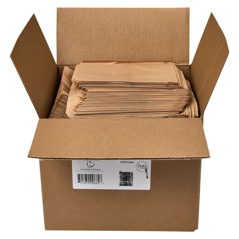 Food Bag 6.5X1X8 IN Paper Natural Kraft Grease Resistant 2000/Case