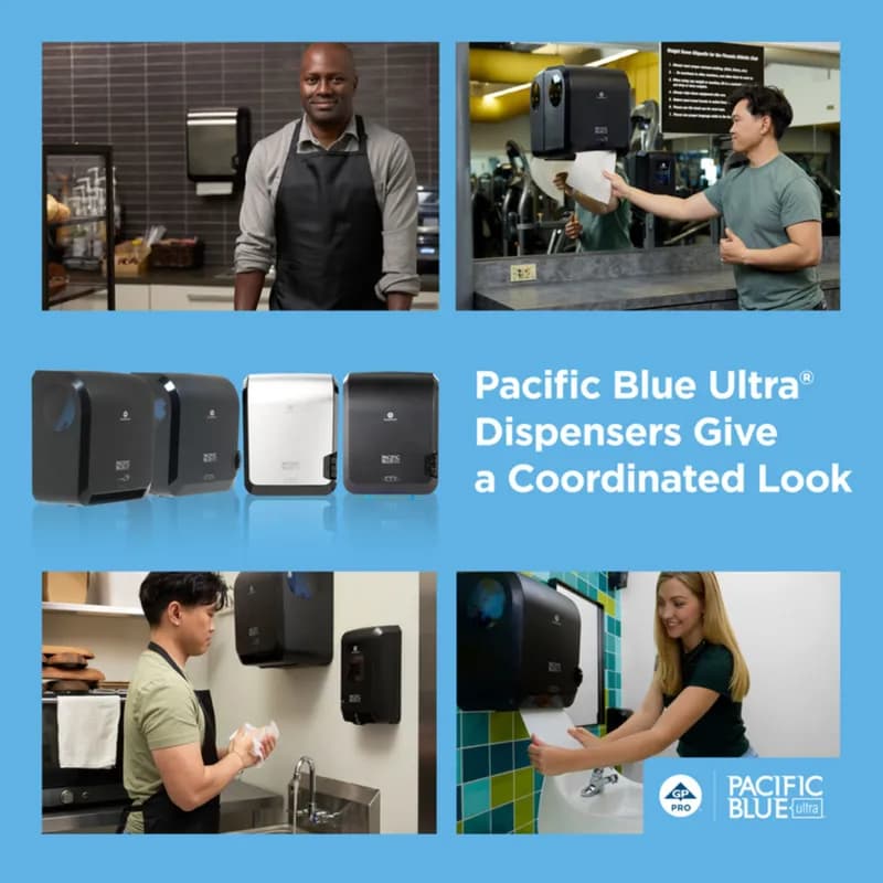 Pacific Blue Ultra™ Paper Towel Dispenser 8 IN Wall Mount Black Mechanical Touchless High Capacity Water Resistant 1/Each