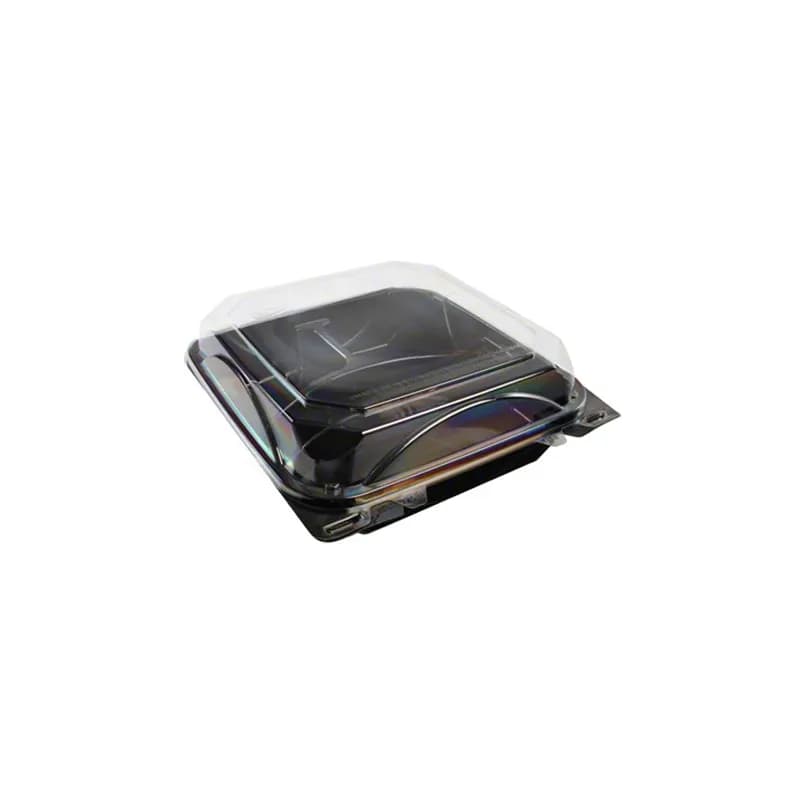 Take-Out Container Hinged 8X8 IN 3 Compartment Black 200/Case
