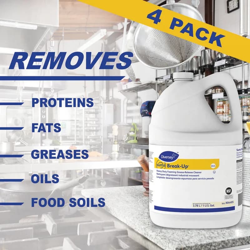 Suma® Break-Up® Degreaser 1 GAL Multi Surface Heavy Duty Neutral Liquid Concentrate Foam Kosher 4/Case