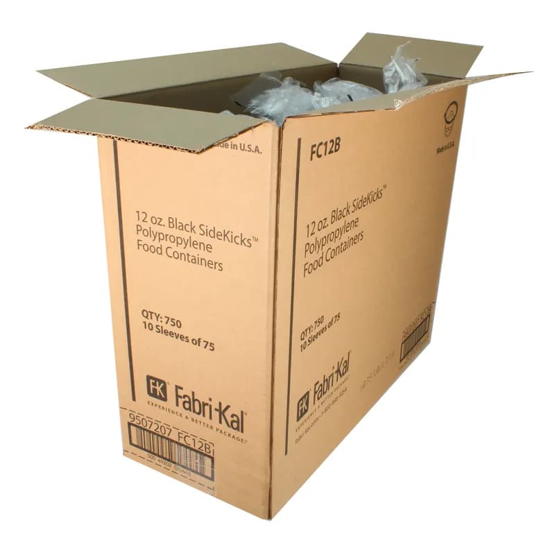 SideKicks® Take-Out Container Base 4.7X2.8X2.6 IN PP Black Round Microwave Safe 750/Case