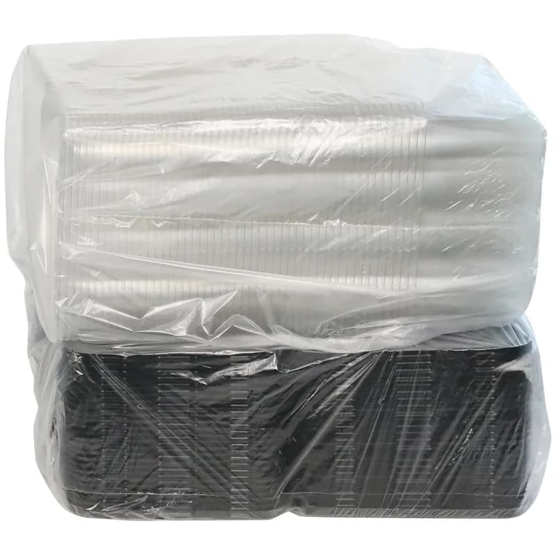 RoseDome Cake Container & Lid Combo With Dome Lid 1/8 Size 11X9X5 IN PET Clear Black Rectangle Long Tab 50/Case
