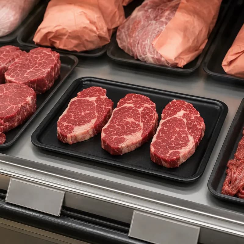 Dyne-A-Pak 1014 Meat Tray 14X9.75X0.75 IN Polystyrene Foam Black 100/Case