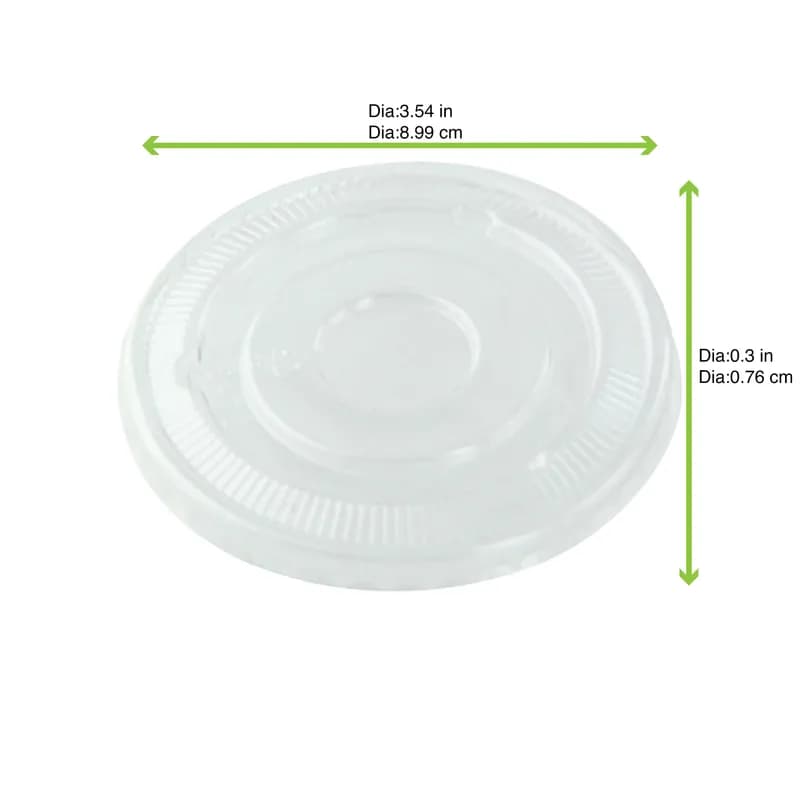 Lid Flat 3.54 IN PET Clear Round For Souffle & Portion Cup 100 Count/Pack 10 Packs/Case 1000 Count/Case