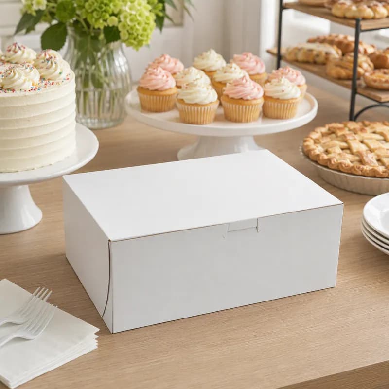 Bakery Box 11X8X4 IN SBS Paperboard White Rectangle 100/Case