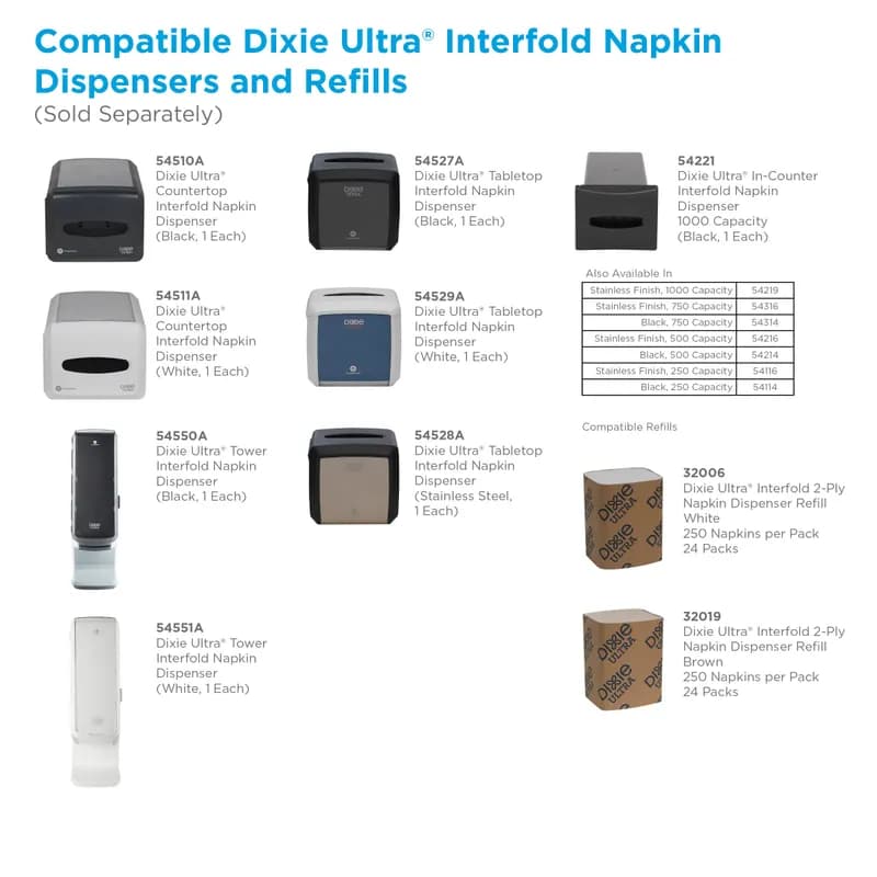 Dixie® Ultra Napkin Dispenser 13.625X9.25 IN Black Interfold Countertop 1/Each