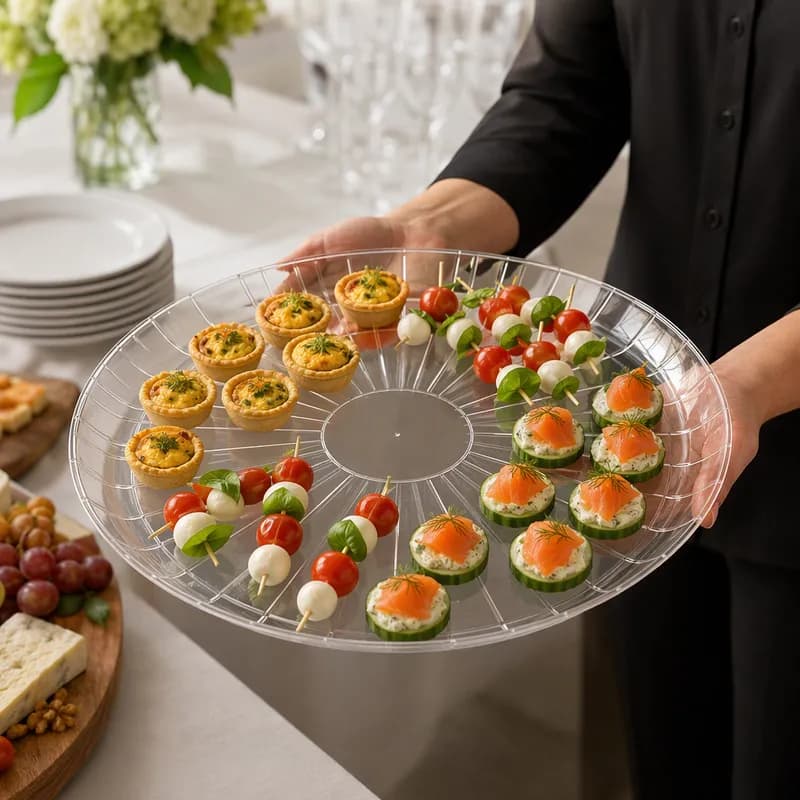 WNA CaterLine® Serving Tray 16 IN PS Clear Round 25/Case