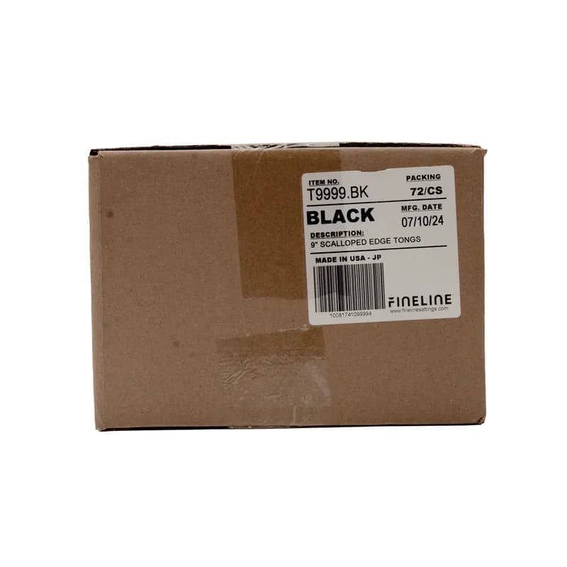 Tongs 9 IN PP Black Individually Wrapped Scalloped 72/Case