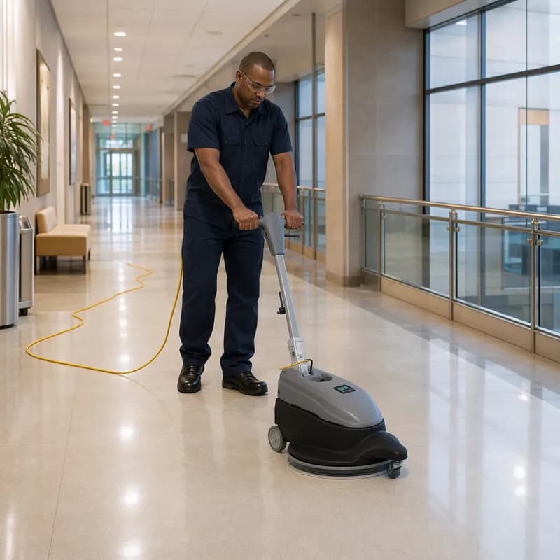 Tennant BR-2000-NDC Commercial Use Floor Burnisher Gray 15 amp 2000 RPM With 20IN Head 75FT Cord Dust Control 1/Each